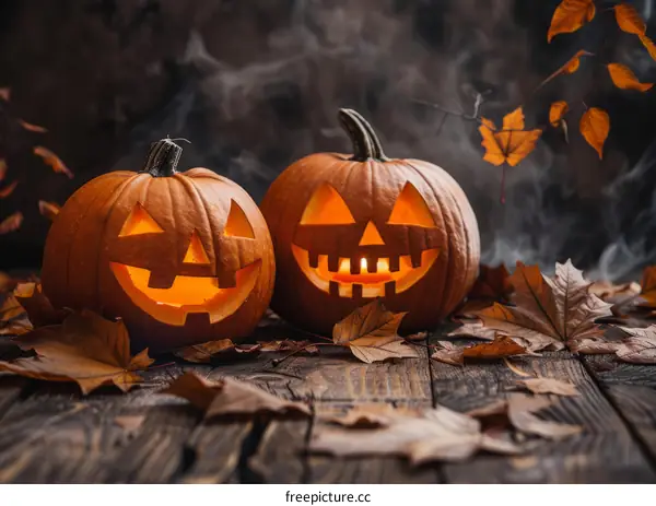 Halloween Pumpkins in a Spooky Setting