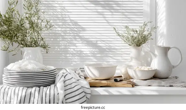 Stylish White Kitchenware and Decor Display