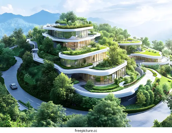 Modern Green Roof House on Hillside