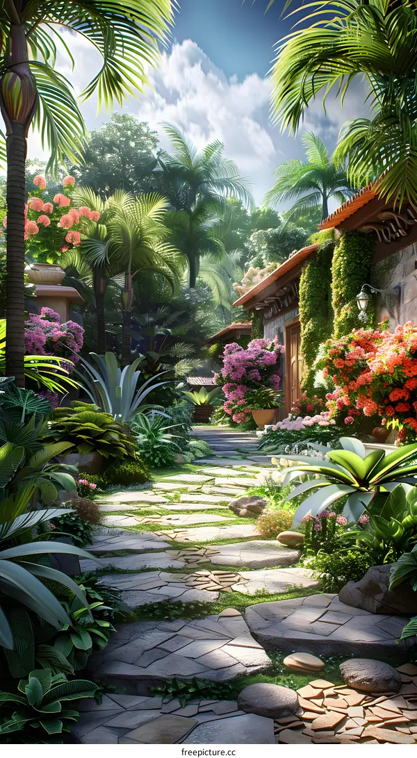A lush garden path