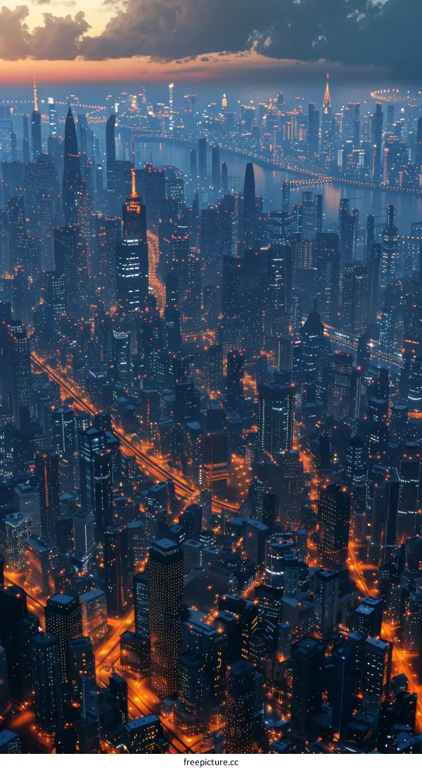 Futuristic City Skyline at Dawn