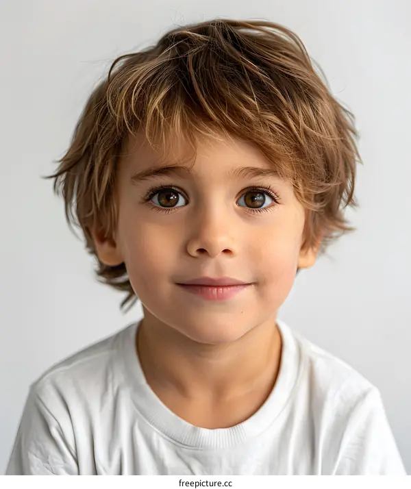 Portrait of a Young Boy with Brown Hair and Brown Eyes