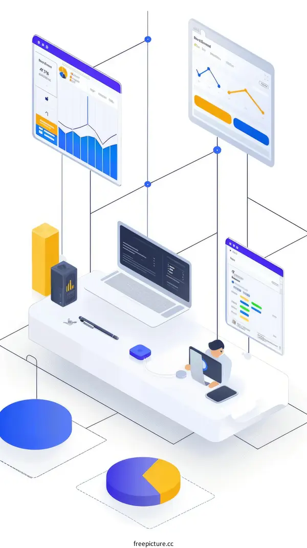 Business Intelligence Dashboard Isometric Illustration