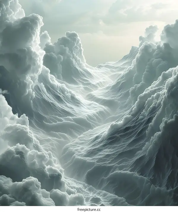 A壮观的云海景观，犹如波涛汹涌的大海