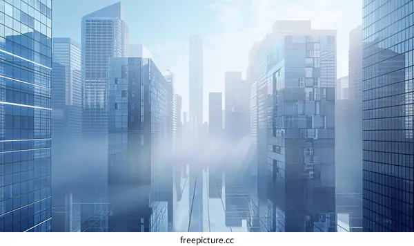 Modern Glass and Steel Skyscrapers in a City Skyline