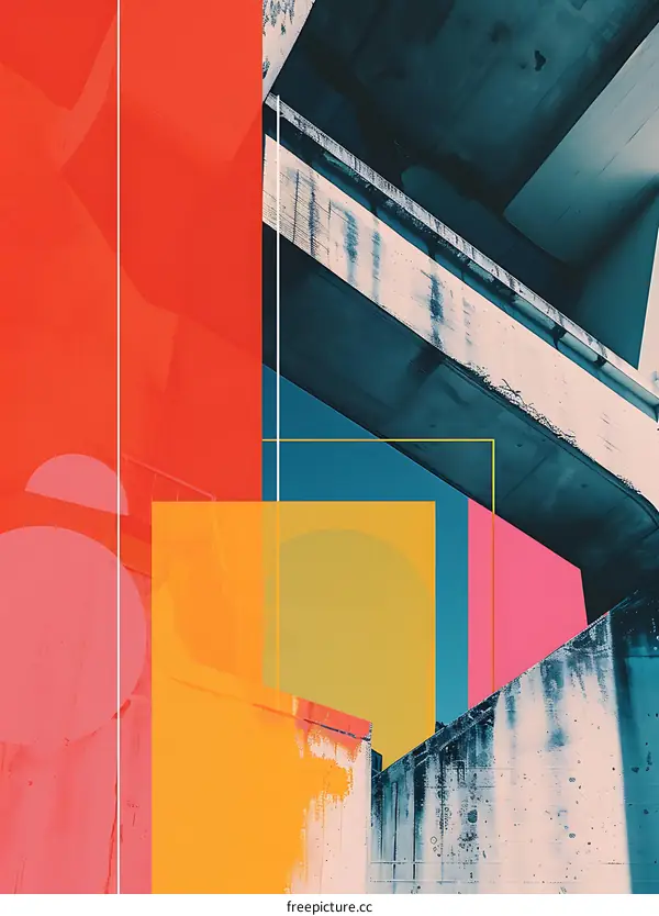 Abstract Architecture Design with Geometric Shapes and Colors