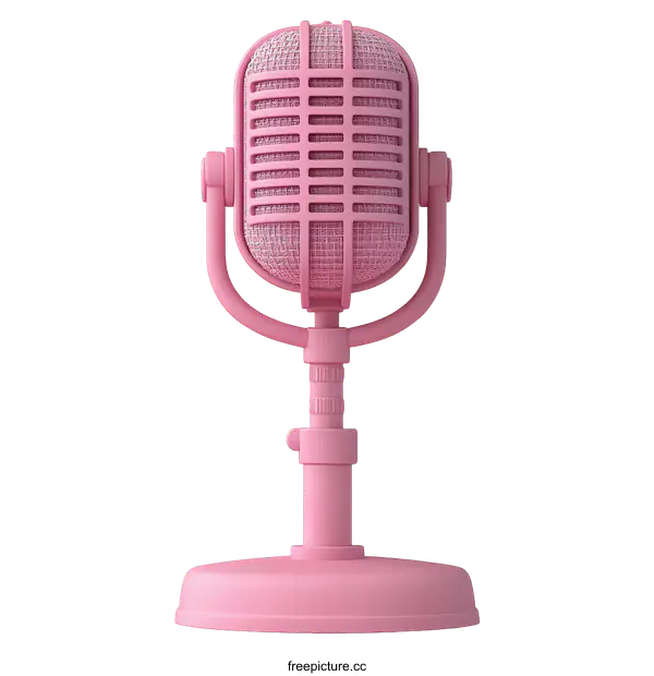 [Transparent Background PNG]Pink Retro Microphone Illustration