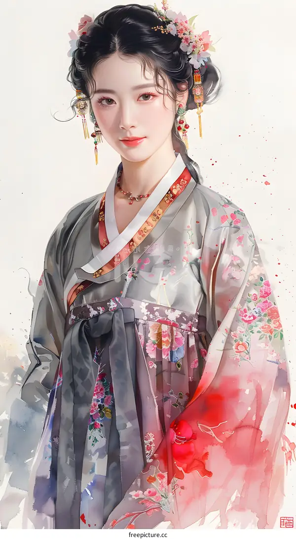 A beautiful Korean woman in traditional dress