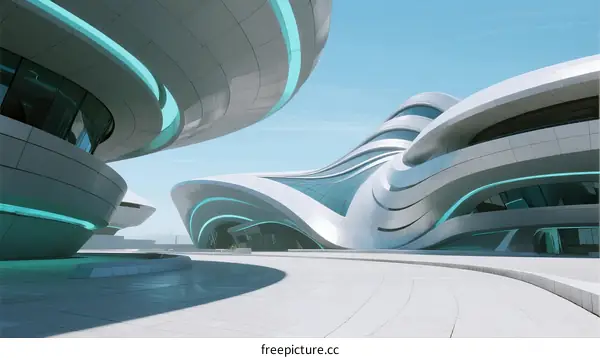 Modern Curved Architecture with Futuristic Design Elements