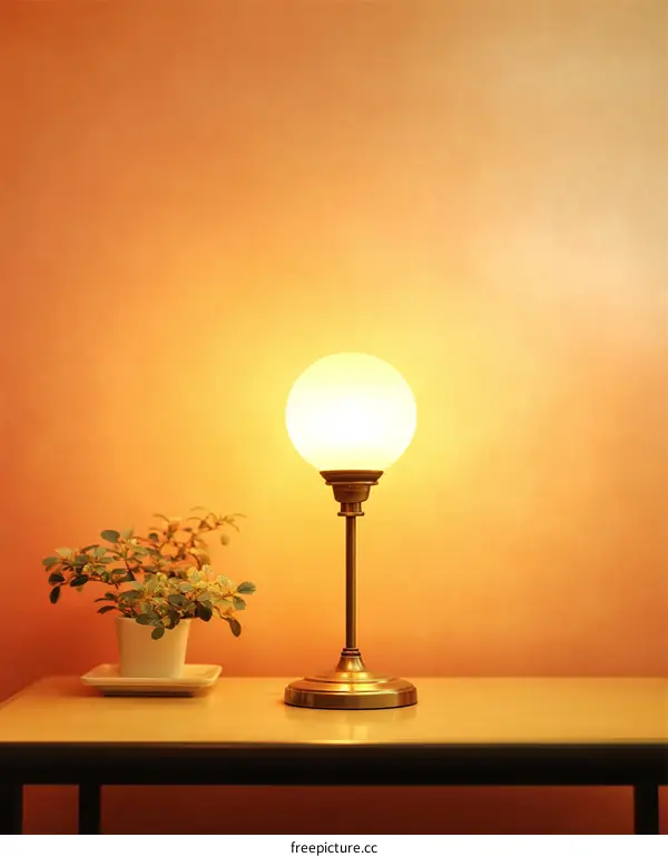 Warm Light Table Lamp in a Gentle Orange Room