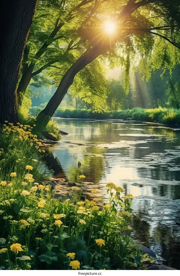 The Picturesque Landscape of a River Flowing Through a Lush Forest