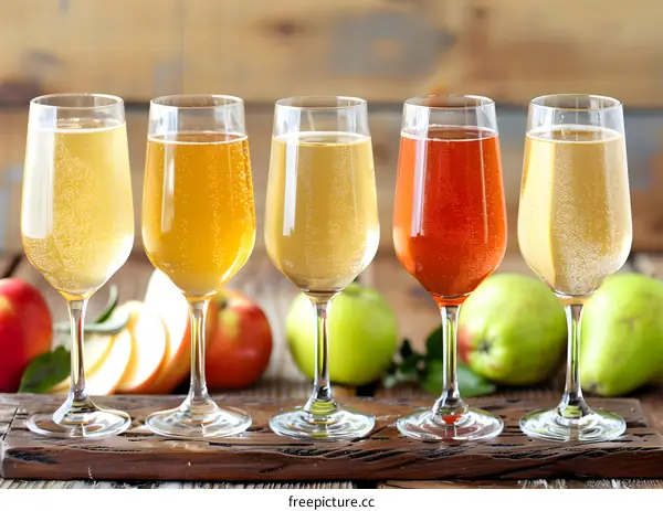 Apple Cider Tasting with Four Different Flavors