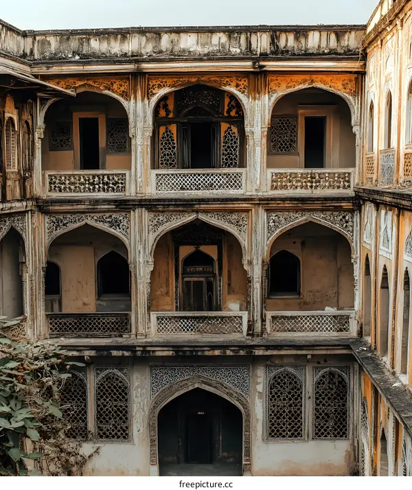 Ancient Indian Architecture In A Courtyard