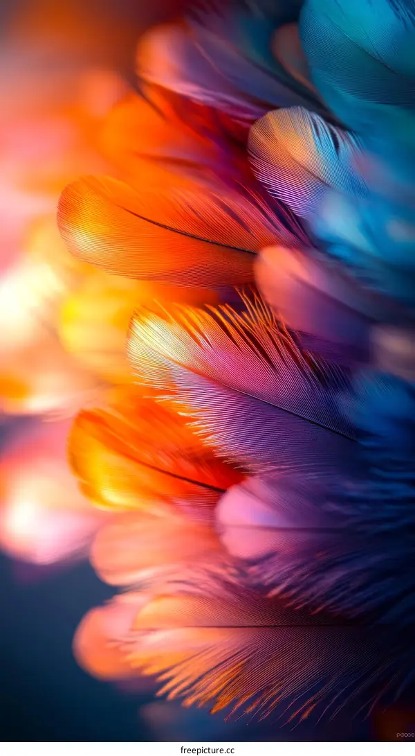 Colorful Feather Details Close-up