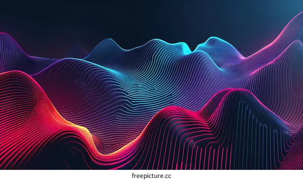 Abstract Neon Wavy Lines Digital Art