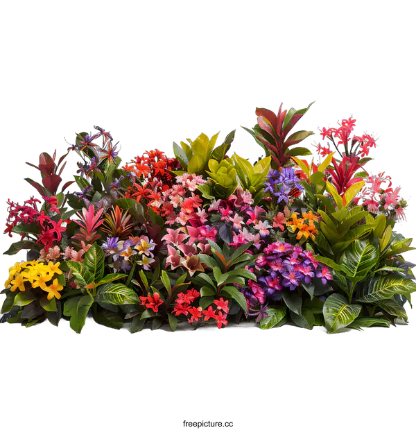 [Transparent Background PNG]Colorful Tropical Flower Arrangement on White Background
