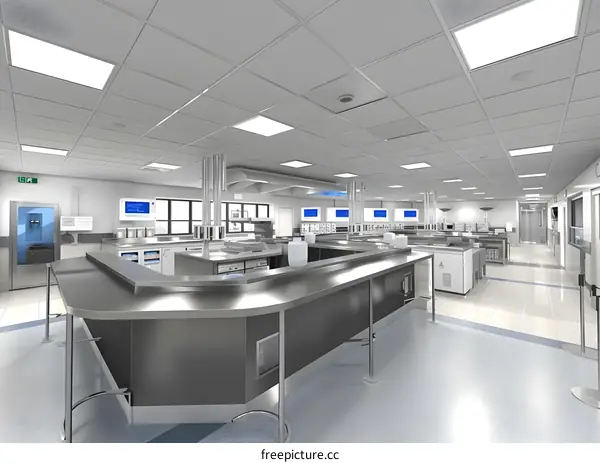 Modern Kitchen Design with Stainless Steel Countertop and Tile Flooring