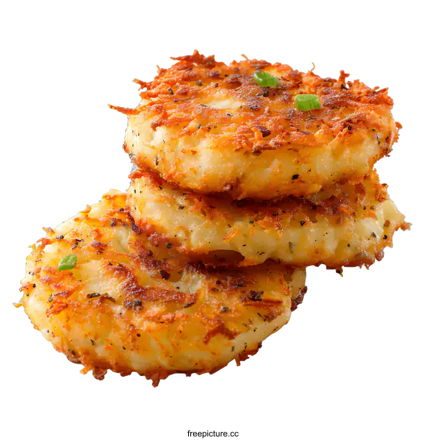 [Transparent Background PNG]three hash brown potato pancakes