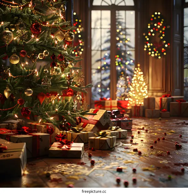 Christmas Tree by the Fireplace