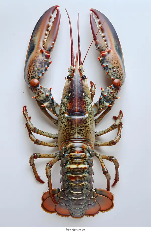 A large lobster on a white background