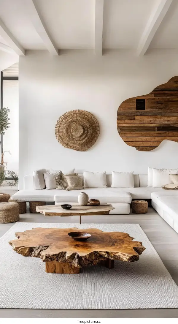 Modern Minimalist Living Room with Unique Coffee Table