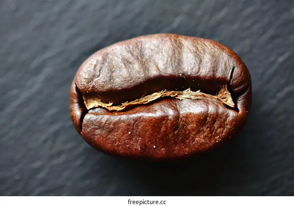 Close-up image of a single coffee bean