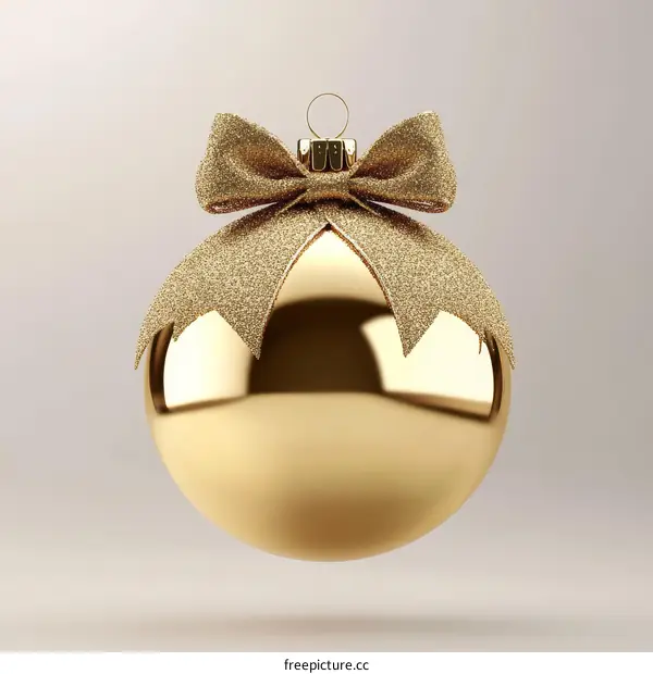 Golden Christmas Ornament with Glitter Ribbon