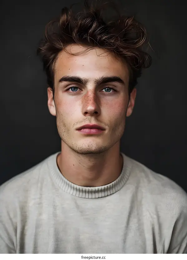 Portrait of a Young Man with Freckles