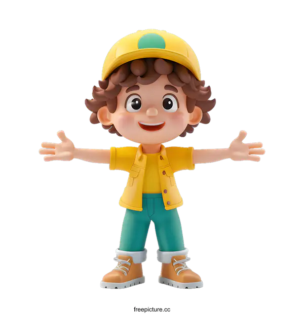 [Transparent Background PNG]3d cartoon character of a boy