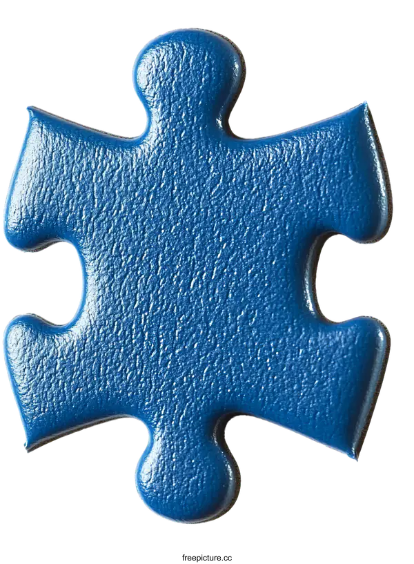 [Transparent Background PNG]Closeup View of a Single Blue Puzzle Piece