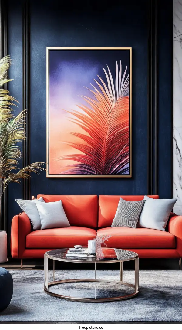 Modern Living Room Interior with Vibrant Artwork