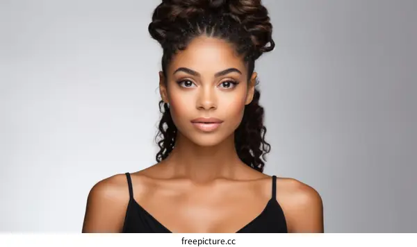 portrait of a beautiful young woman with curly hair