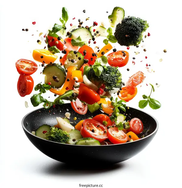 Colorful Vegetable Medley in a Wok