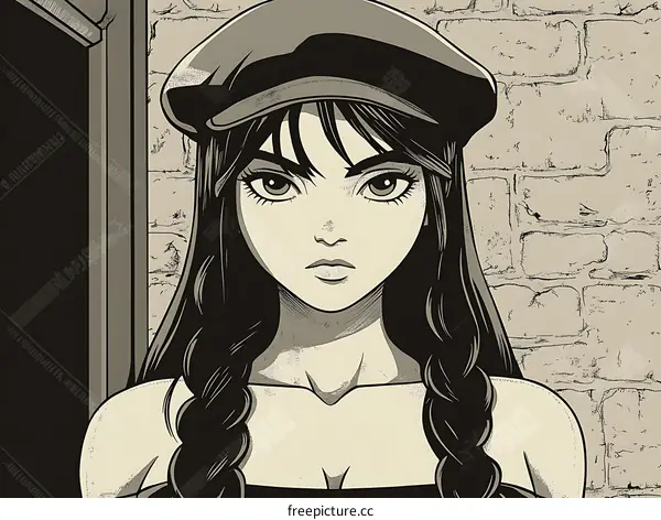 Stylish Illustration of a Girl with a Hat