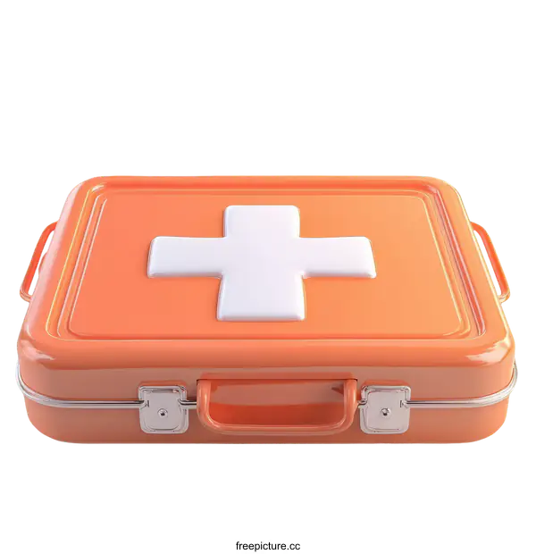 [Transparent Background PNG]Orange First-Aid Kit Illustration