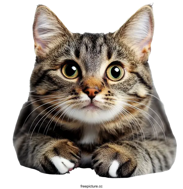 [Transparent Background PNG]Cute Tabby Cat Portrait Close-up