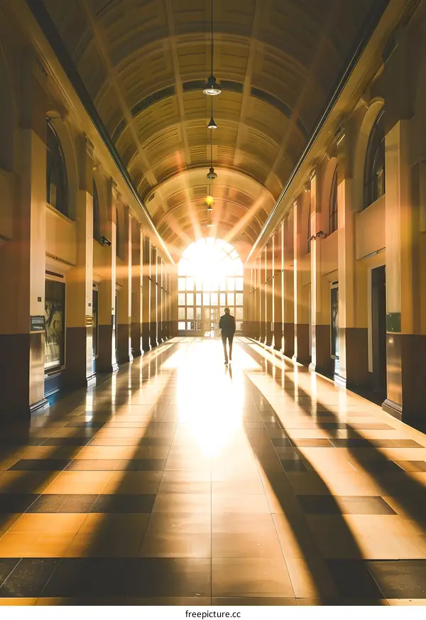 Sunlight Through The Arched Hallway