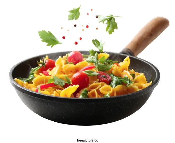[Transparent Background PNG]Delicious Pasta Dish with Vegetables and Herbs