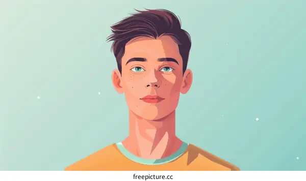 Portrait of a young man with brown hair and green eyes