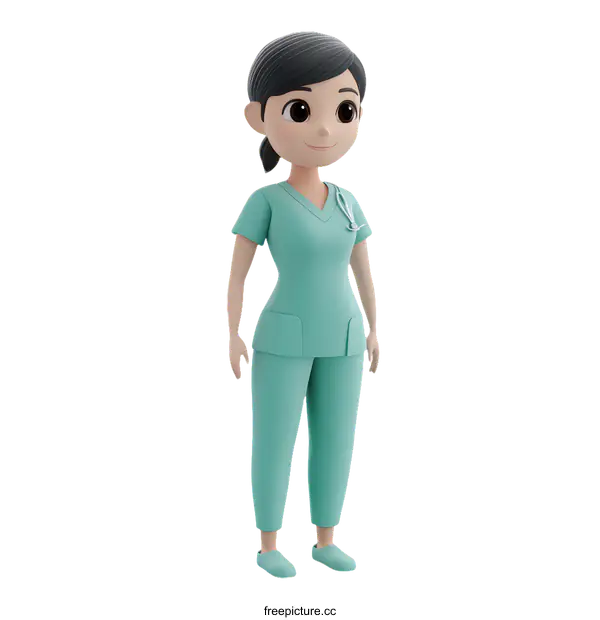 [Transparent Background PNG]Cartoon Illustration of a Female Nurse