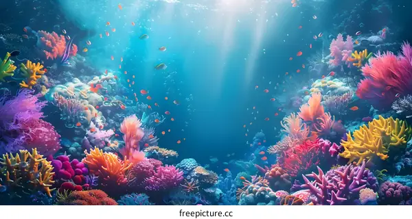Amazing colorful coral reef and tropical fish