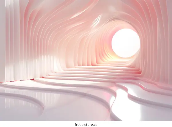 Abstract Pink Architectural Tunnel Illustration