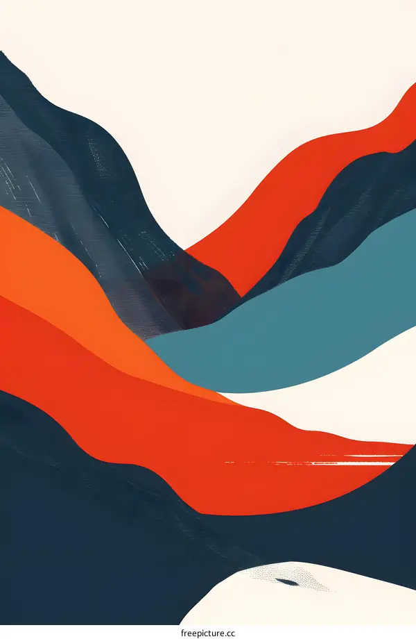 Abstract Mountain Landscape in Blue, Orange, and Red