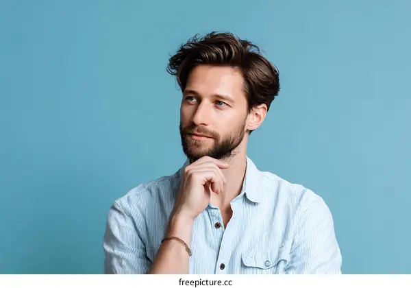 Close-up Portrait of a Thoughtful Caucasian Man