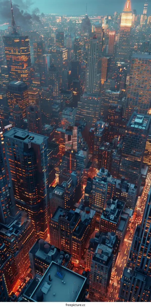 Aerial View of a Night Cityscapes