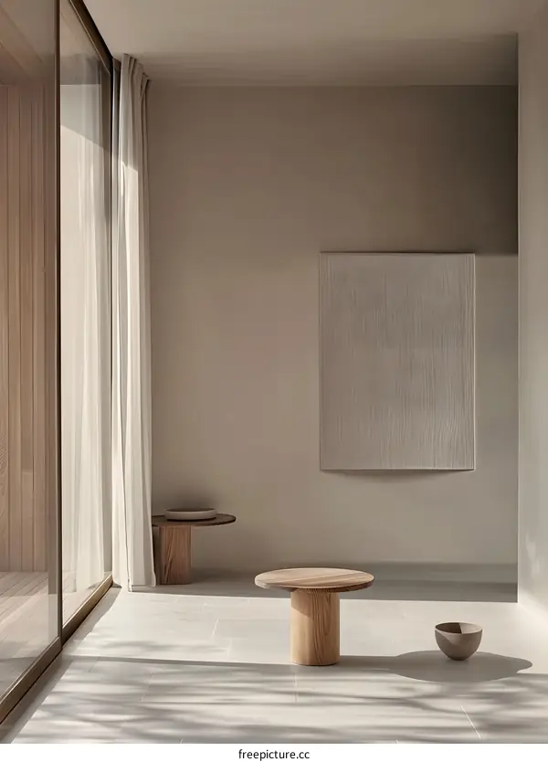 Minimalist Interior Design with Natural Light and Wooden Furniture