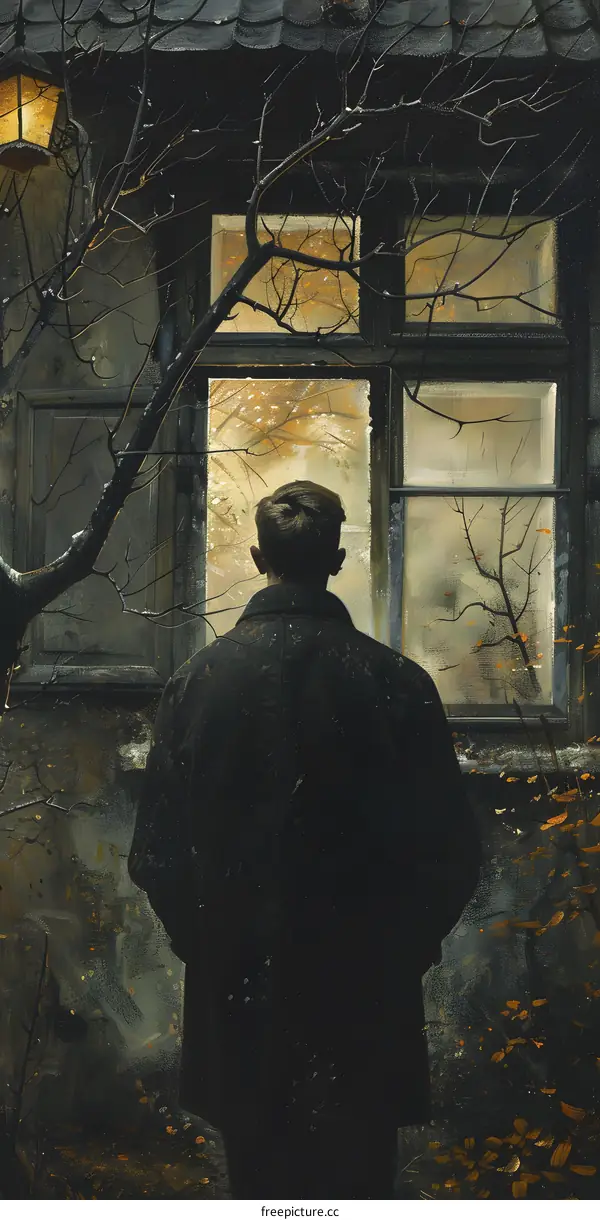 Man looking out the window