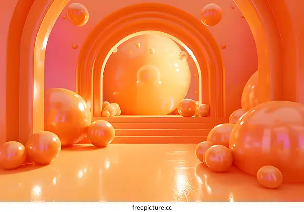 Abstract 3D Geometric Orange Space