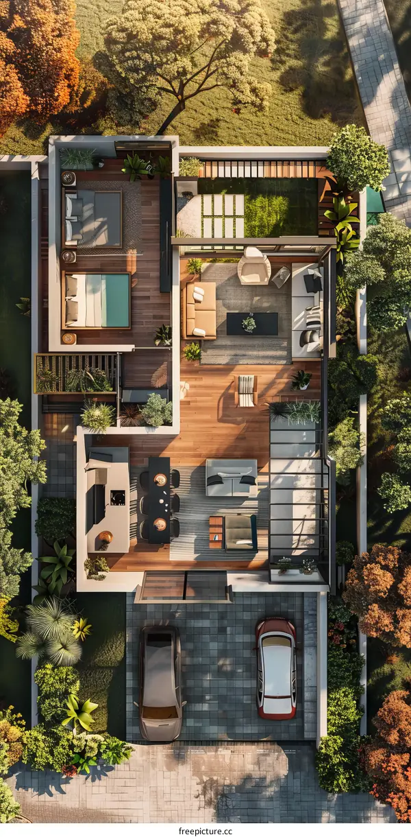 Modern House Plan with Garden Design