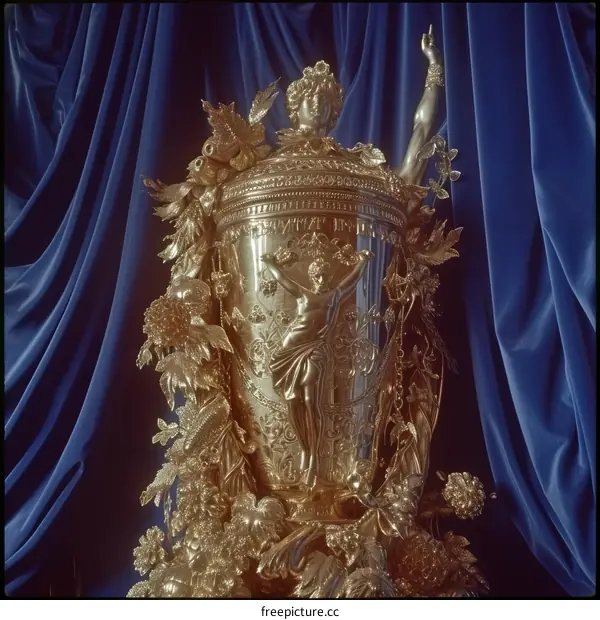 An image of an ornate golden trophy with a female figure holding a cornucopia